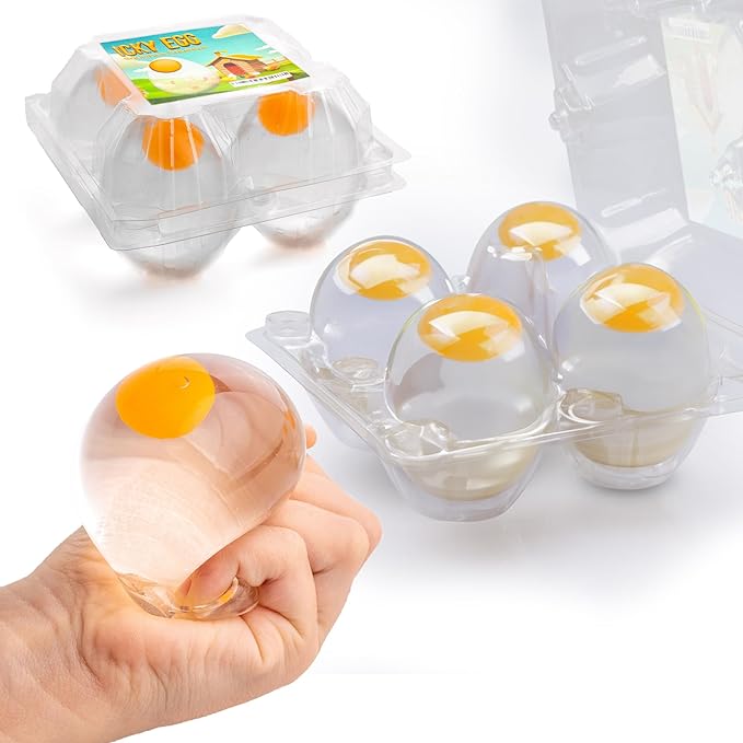Funky Egg Splat Ball Squishy Toys | 4 Pack | Stress Relief Eggs Yolk Balls Squishies Fun Toy for Children | Anxiety Reducer Sensory Play | Tension Relief for Adults Autism & ADHD by Namre