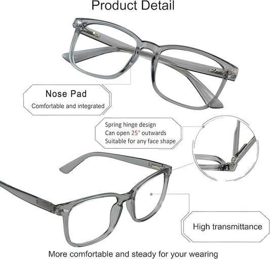 YEIN Bifocal Reading Glasses with Blue Light Blocking Lenses, Bifocal Reader for Women and Men, Vintage Square frame with Spring Hinge (+0.50/+2.50 magnification)