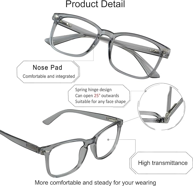 YEIN Bifocal Reading Glasses with Blue Light Blocking Lenses, Bifocal Reader for Women and Men, Vintage Square frame with Spring Hinge (+0.50/+3.00 magnification)