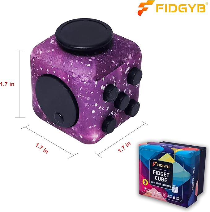 Cube Fidget Stress Relief Toy for Adults & Kids, Smooth, Quiet Sensory Toy for Anxiety, Focus & ADHD Idea[Starry]