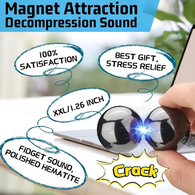 Cool Fidget Magnet Ferrite Putty, Slime Putty Party Favors, Hematite Magnetic Stones Eggs with 1.26 inch Magnet Balls, Anti Anxiety Desk Toy, Stress Relief EDC Toy Atuism Slime Putty& Science Kit Gift