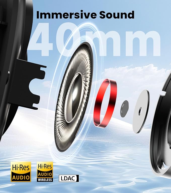 Edifier W80 Over Ear Headphones with -49dB Active Noise Cancelling, LDAC Hi-Res Wired & Wireless, AI Clear Call, Fast Charging, Multipoint Connection, Bluetooth V5.4 - Black