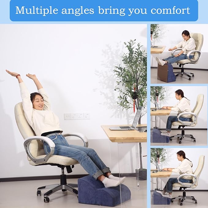 Foot Rest for Under Desk at Work.Multifunctional 3-Tier Foot Stool,with Washable Footrest.for Under Desk,Office Chair Gaming Chair & Sofa,Leg Elevation Pillow,Supports Posture-Blue