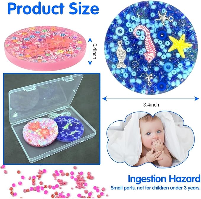 2 Pack Stress Relief Fidget Pads 8.5cm with 2 Bundled Cables Storage Box - Soft Silicone Finger Anxiety Relief Toys for Adults Kids 3.35"x3.35"