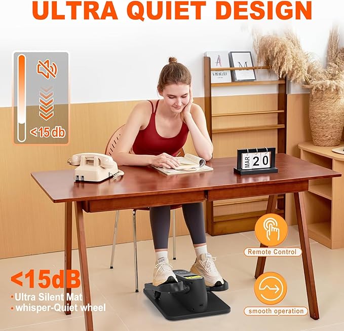 HOTSWEAT Under Desk Elliptical Machine, Ellipse Leg Exerciser as Seen on TV for Seniors with Remote Control, Portable Electric Seated Pedal Exerciser with 12 Speed Levels for Home Office