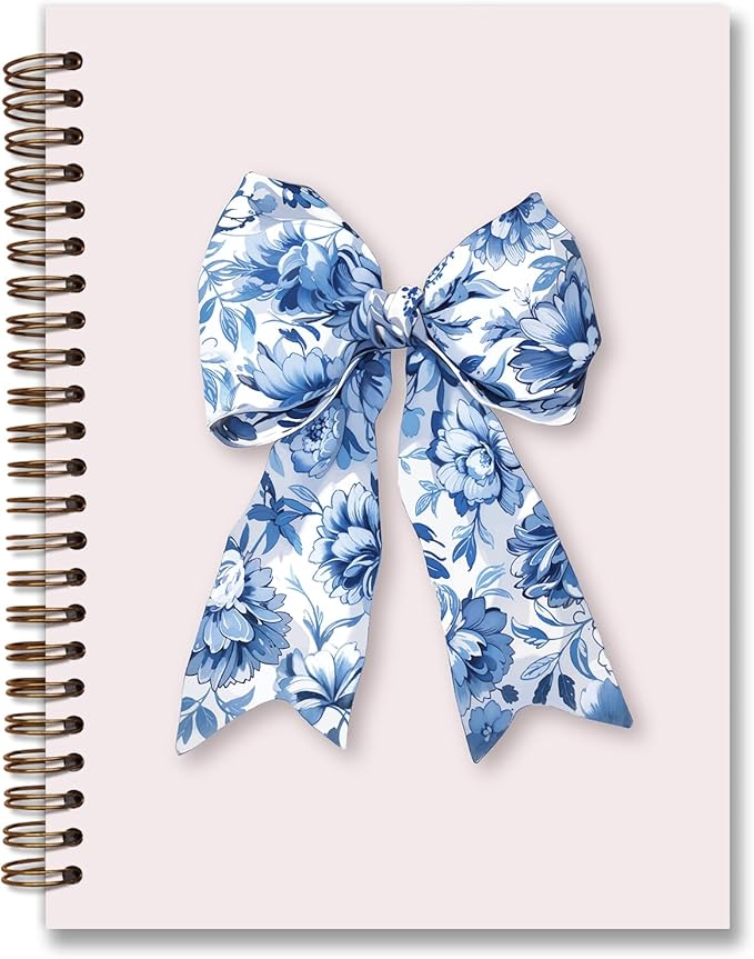 Cowgirl Notebook Journal,Blue and White Notebook Preppy Aesthetic Journal,Pink Girly Notebook,Preppy Gifts for Women 5.5x8.3 Inch