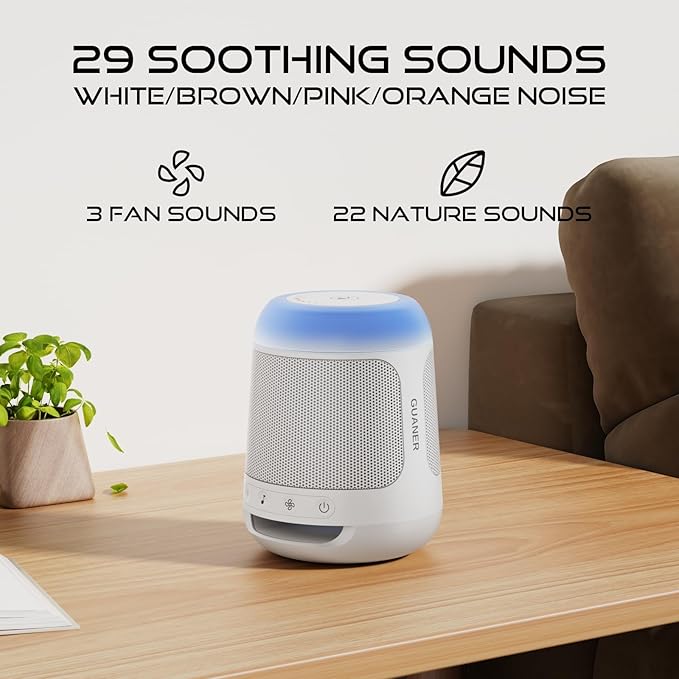 White Noise Machine for Sleeping with Night Light，Baby Sound Machine– 29 Soothing Sounds，Rechargeable White Noise Machine for Kids Adults Sleep, Portable Lullaby Machine Baby Soother