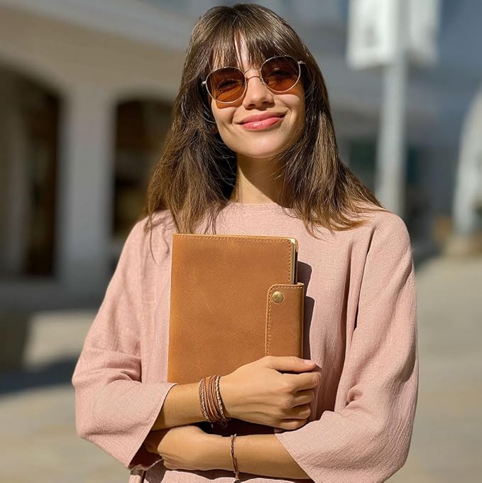 Albero Genuine Leather Journal – A5 Refillable Premium Writing NoteBook, 5x8 Cover, 360 Pages (100 GSM), Professional Organizer for Men and Women, Lined Daily Journal, Handmade Leather Note book