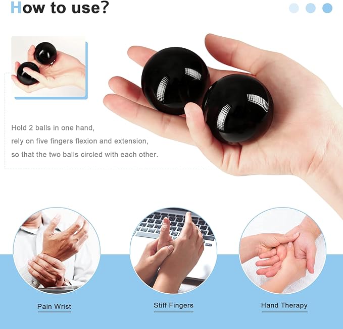 Learay 2PCS Black Obsidian Baoding Balls, Chinese Health Exercise Massage Balls with Carry Pouch for Stress Relief Hand Exercise Balls (Black/1.57 inch)