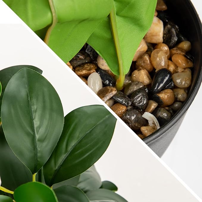 Briful Artificial Plants Mini Camellia Potted Fake Plants Small Faux Plastic Plants Desk Plant Artificial Flowers with Vase for Home Office Desk Kitchen Garden Indoor Decor