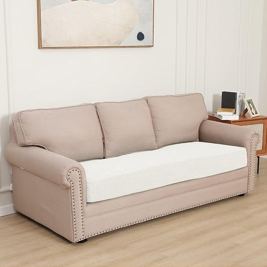 Easy-Going Stretch Cushion Cover Sofa Cushion Furniture Protector Sofa Seat Sofa Slipcover Sofa Cover Soft Flexibility with Elastic Bottom (Sofa Cushion, Cream)