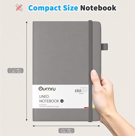 Oucaru Lined Journal Notebook, 8 Pack, 180 Pages, A5 Journals for Writing, 100 GSM Thick Paper, Small Notebooks Daily Journal for Women Men Work, Business, School, Travel Supplies