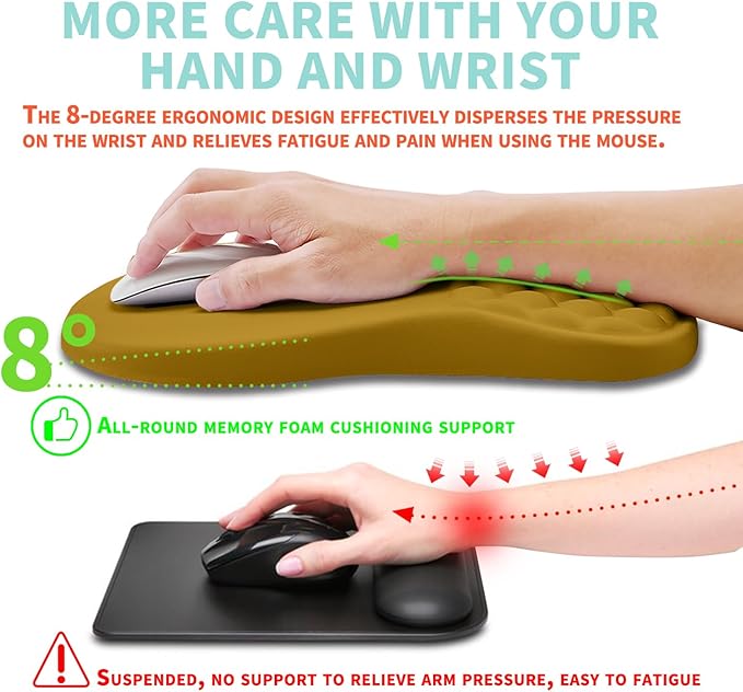 Ergonomic Mouse Pad Wrist Support with Memory Foam Massage Bulge, Carpal Tunnel Pain Relief Mousepad Wrist Rest for Mouse(12x8 inch, Golden Autumn)