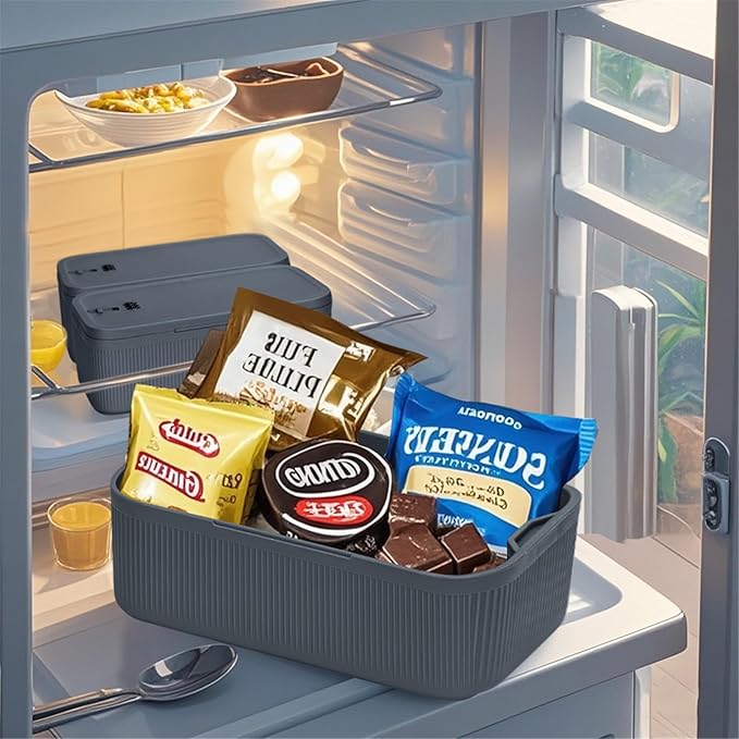 Lockable Storage Box,Medicine Lock Box Travel Case,Refrigerator Bin Container for Food,Medicines,Snacks,Locking Mobile Cell Phone Device Jail,Small Lockbox for Office,Home,School,Father Gift (Navy)