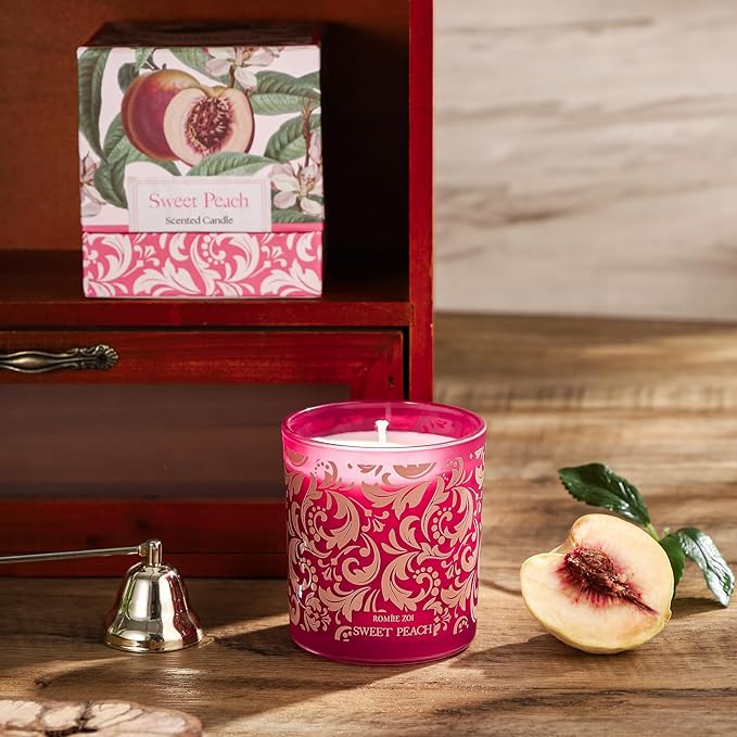 Scented Candle - Sweet Peach - 6oz Aromatherapy Soy Wax Jar Candle for Home, Gifts for Women - 170g