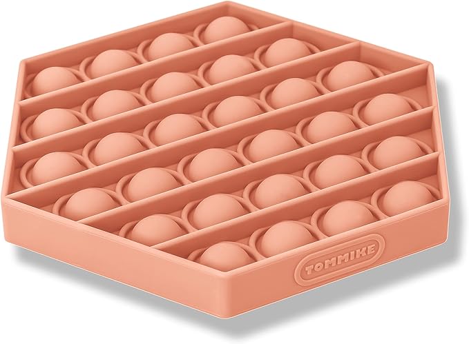 TOMMIKE Hexagon Push Pop Fidget Toy Bubble Sensory for Anxiety & Stress Relief Special Needs Autism Learning Office School Game Crafts Kids Adults (Burnt Coral)