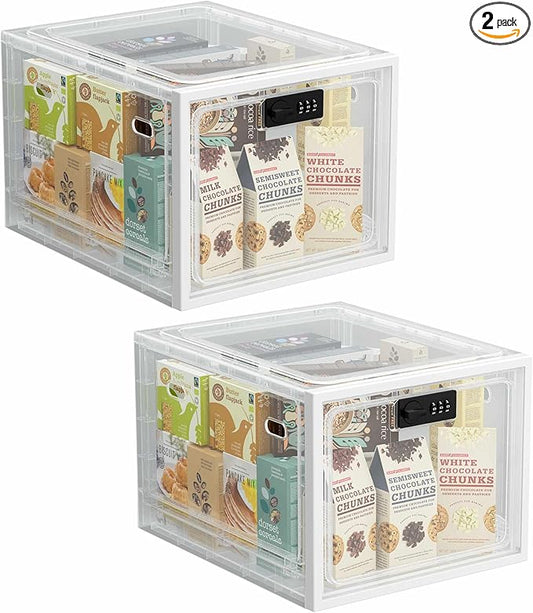 iBune 2 Pack Large Medication Lock Box, Lockable Medicine Storage Box for Medicine Safe/Phone/Refrigerator/Personal Items/Home/Office/Dorm, White