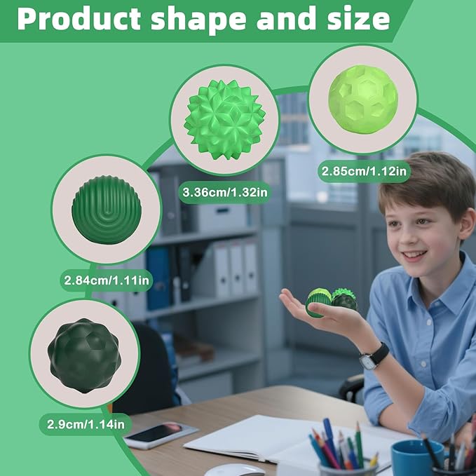 4 Pieces Fidget Toys Adults Magnetic Fidget Balls Silicone Magnetic Fidgets Anxiety Relief Items for Anxiety ADHD Portable Desk Toys for Office Travel Home Party Gift Class Prizes(Green, 4)