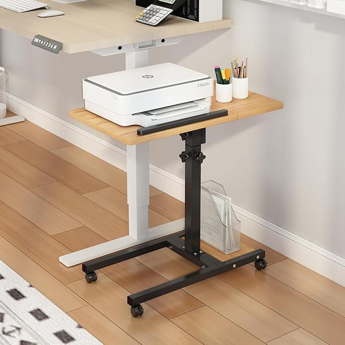 Mobile Adjustable Height Laptop Stand PC Computer Portable Notebook Swivel Laptop Desk Rolling Table Desk Cart Tiltable with Wheels Casters& Mouse Pad Table