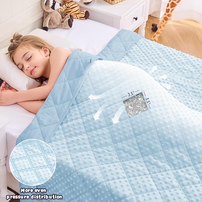 yescool Weighted Blanket 7 lb Light Blue Cooling Weighted Throw Blanket Minky Plush Heavy Blankets Microfiber Small Blankets Fleece Warm Weighted Comforter, 40 * 60in