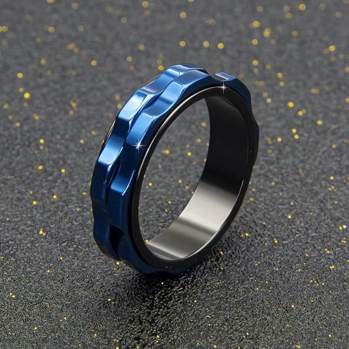 Fidget Rings For Anxiety For Women, Spinning Anxiety Ring Stainless Steel Fidgets Two Gear Fidget Ring High Polish Anxiety Ring for Women Men Wedding Band Gifts Jewelry Size 6-10
