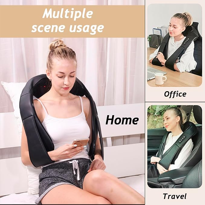 Herfes Neck Massager, Official Herfessmartlife Neck Shoulder Back Massager with Heat & Compression, 16 Massage Nodes, Ergonomic U-Shaped, Deep Tissue 3D Kneading Herfes, Ideal Gift (Blue)