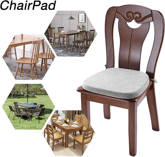 4 Pack Dining Room Chair Cushions with Ties - Memory Foam No Slip Seat Cushion and Kitchen Chair Pad with Machine Washable Cover [16.5 X 16.2 Inches] -(Light Gray,4)