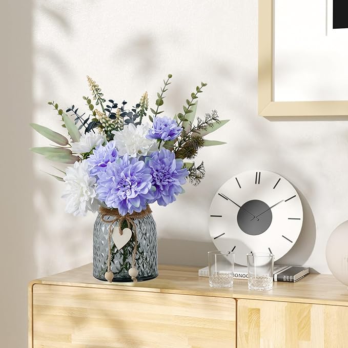 Leftover Fake Flowers in Vase,Faux Flowers in Vase,Table Centerpieces for Dining Room,Flower Centerpieces for Tables,Artificial Flowers,Kitchen Decor,Coffee Table Decor