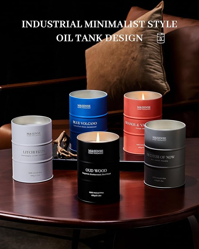 M&SENSE White Flowers Large Natural Scented Candle, 120 Hours Long Lasting Soy Candle 21.2oz, Stress Relief Floral Aromatherapy Candles for Women, Valentines Day Gifts for Her