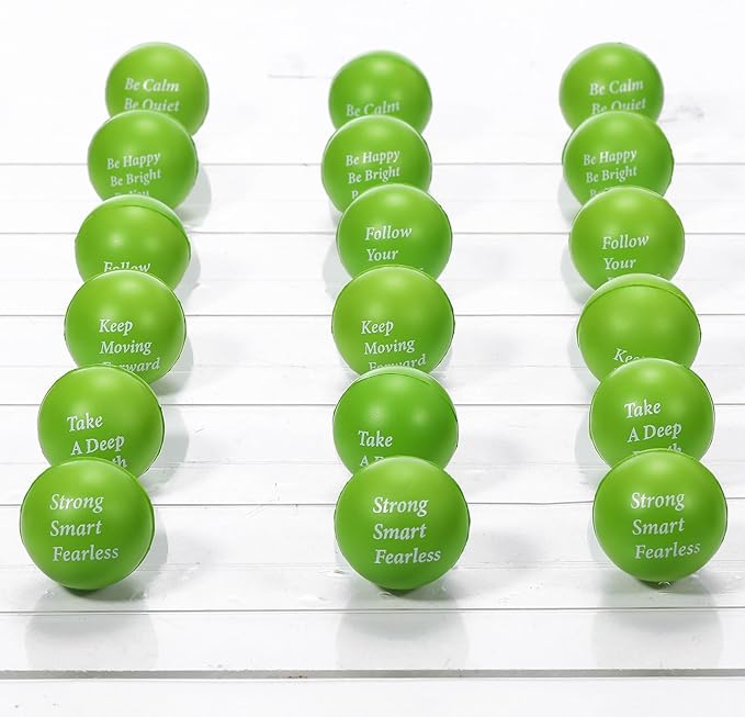 Aoriher 36 Pcs Motivational Stress Balls Colorful Stress Balls Bulk Quotes Inspirational Funny Foam Toys Hand Exercise Gifts for Office Small Toys for Motivating Supply(Light Green)