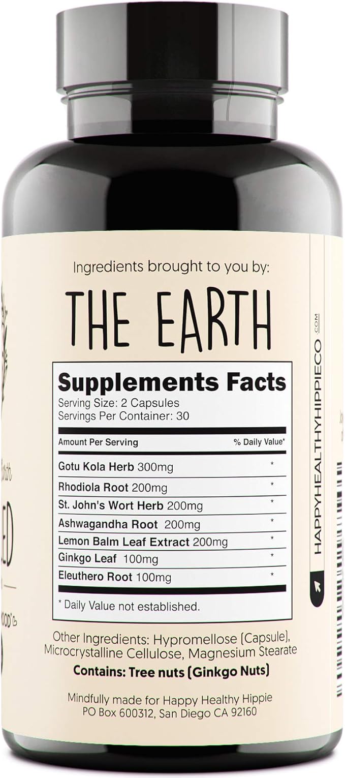 Joy-Filled Mood Support Supplement - 7 Herb Complex w/St. Johns Worts (120 Ct) | Stress Relief Supplement with Rhodiola Rosea, Eleuthero | Helps Calm The Mind & Body | 100% Plant-Based Happy Pills