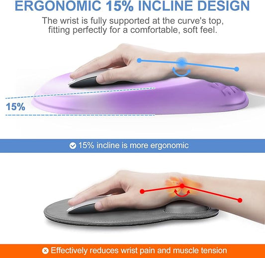 Mouse Pad with Wrist Rest, Comfortable Memory Foam Wrist Rest for Computer Keyboard, Ergonomic Mouse Pad Set for Easy Typing & Pain Relief - Gradient Purple