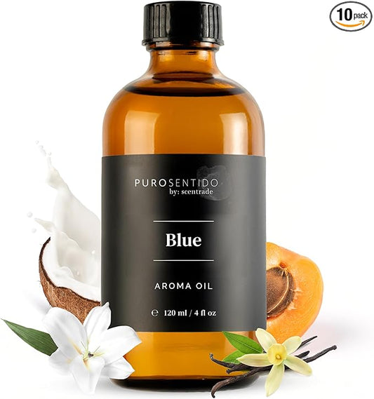 PuroSentido Blue Aroma Oil (120 ml) - Luxury Essential & Fragrance Oil for Diffusers and Humidifiers, Apricot, Coconut Milk & Vanilla Home & Hotel Scent