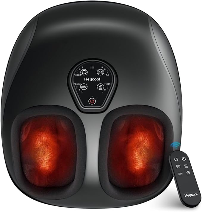 Foot Massager with Heat,Compression,Vibration, Shiatsu Feet Massager for Plantar Fasciitis,Neuropathy, Heated Foot Massage Warmer, Size 13, Gifts, Remote Control