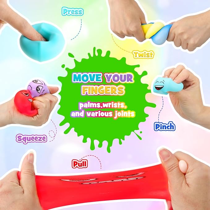 Meooeck 24 Pcs Fidget Toy Stress Cube Slow Rising Square Cube Squeeze Fidget Toys Stress Balls for Adults with Emoticons Face for Party Office Christmas Stocking Stuffer Gift ADHD Autism Anxiety