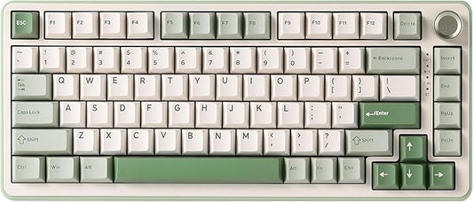 YUNZII B75 PRO Wireless Mechanical Keyboard,75% Layout with Knob,Hot Swap Gasket Structure,Creamy Pre-lubed Switches,RGB Backlit,Bluetooth/Type-C/2.4G for Win/Mac (Matcha Green, Milk Switch)
