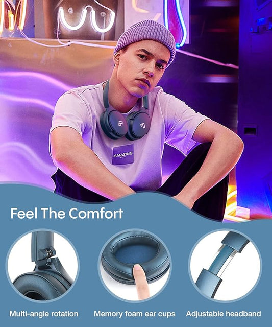 INFURTURE Active Noise Cancelling Headphones, H1 Wireless Over Ear Bluetooth Headphones, Deep Bass Headset, Low Latency, Memory Foam Ear Cups,90H Playtime