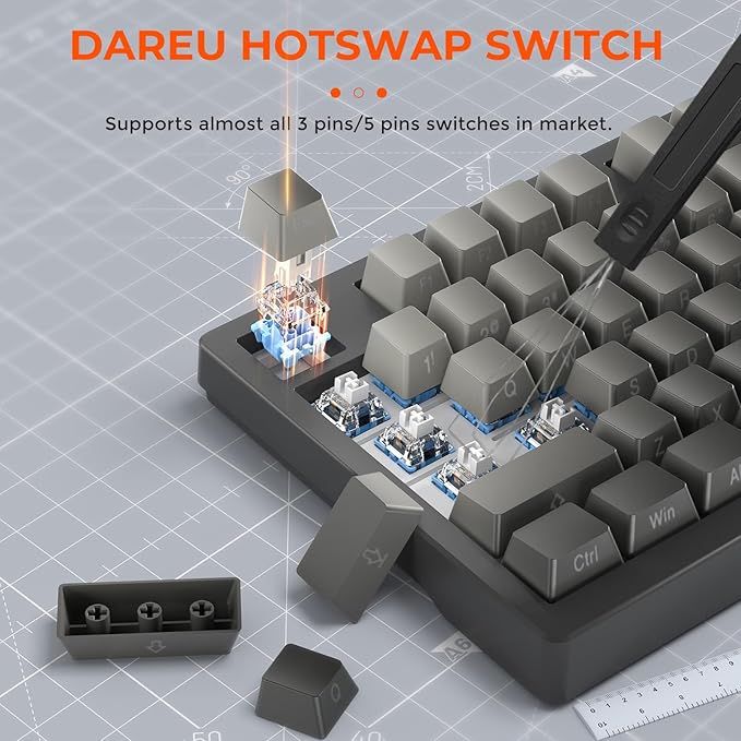 DAREU EK75PRO Wireless Gaming Keyboard,75% RGB Hot-Swappable Creamy Mechanical Keyboard with Knob,2.4Ghz/BT5.1/USB-C Connectivity, Gasket Mount,Side Printed PBT Keycaps, Linear Switch for Win/MAC