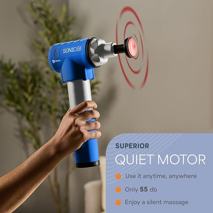 LifePro Sonic LX Athletic Heated Massage Gun – Deep Tissue Portable Massager for Muscle Recovery - 9 Speed & 10 Heads Massage Gun - Rechargeable Percussion Massager for Athletes & Sports Enthusiasts