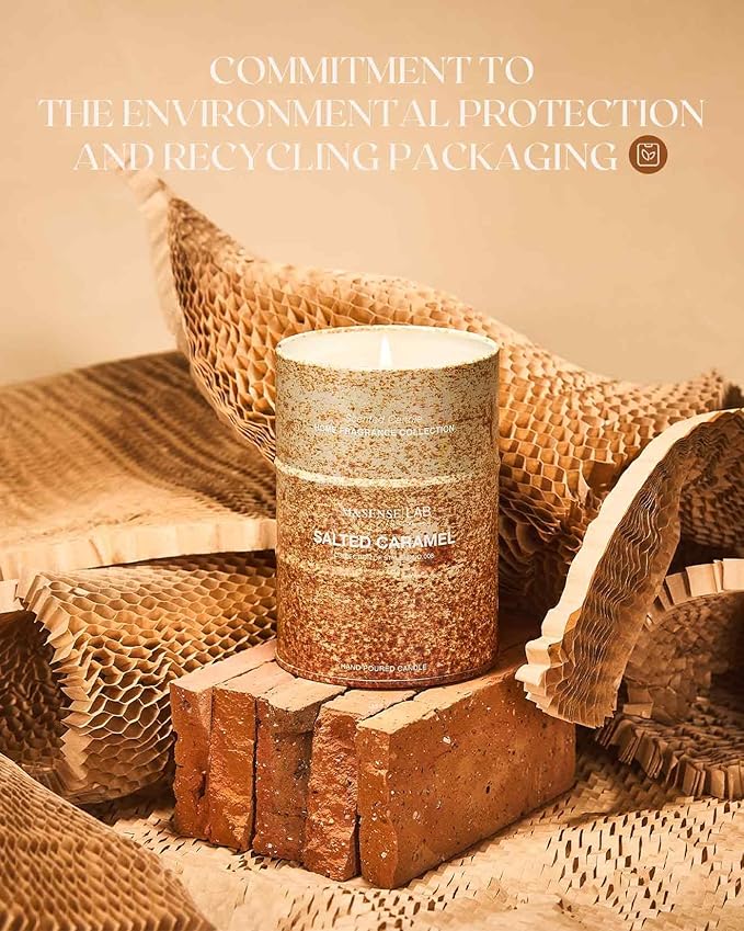 M&SENSE Salted Caramel Scented Candles Natural Non Toxic, Aromatherapy Candle for Stress Relief Meditation Relaxing, Housewarming Gifts for Women Men, 11.3oz 70 Hour Long Burning