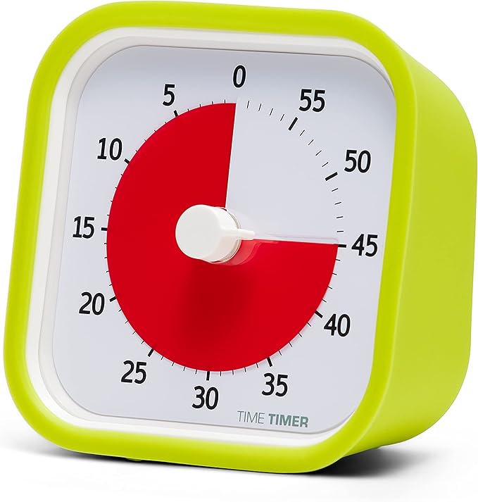 TIME TIMER 60 Minute MOD Education Edition ⁠— Visual Timer for Kids Classroom Learning, Elementary Teachers Desk Clock, Homeschool Study Tool and Office Meetings with Silent Operation (Lime Green)