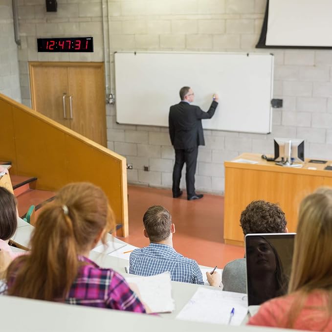 Ivation Oversized 24" Large Digital LED Clock | Big Digital Clock w/Multi-Function Display – Stopwatch, Timer, Alarms, Temp & Date | 6 Brightness Levels, Time Memory & Remote (Red)