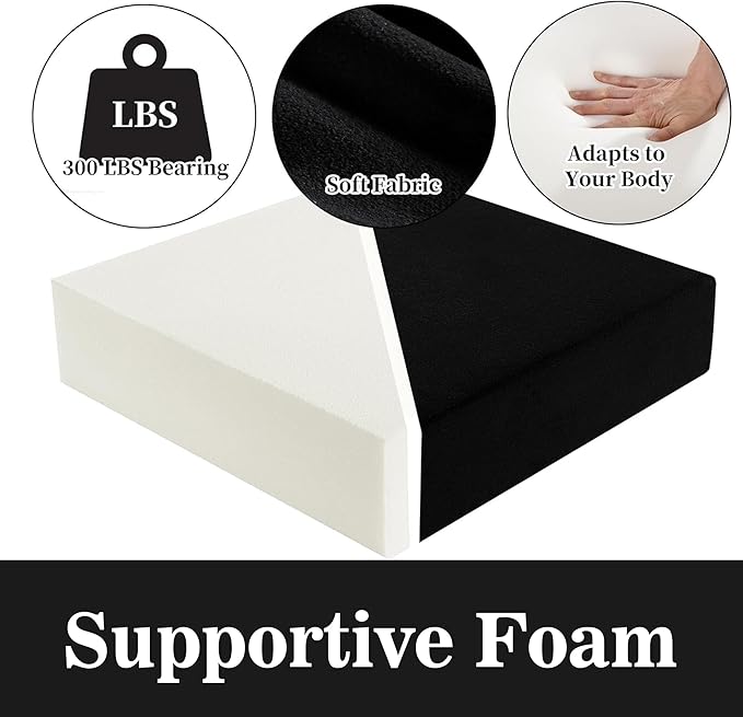 HOMBYS Foam Lumbar Support Pillow for Recliner with Recliner Chair Seat Cushion-Thick Seat Cushion for Elderly with Long Back Support, Extra Large & Non-Slip, Black