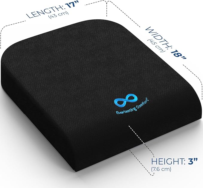 Everlasting Comfort Gel Memory Foam Wheelchair Cushions for Pressure Relief - Ventilated and Soft Wheel Chair Cushion Pad for Seniors and Adults - Non-Slip, Removable Cover - Wheelchair Accessories