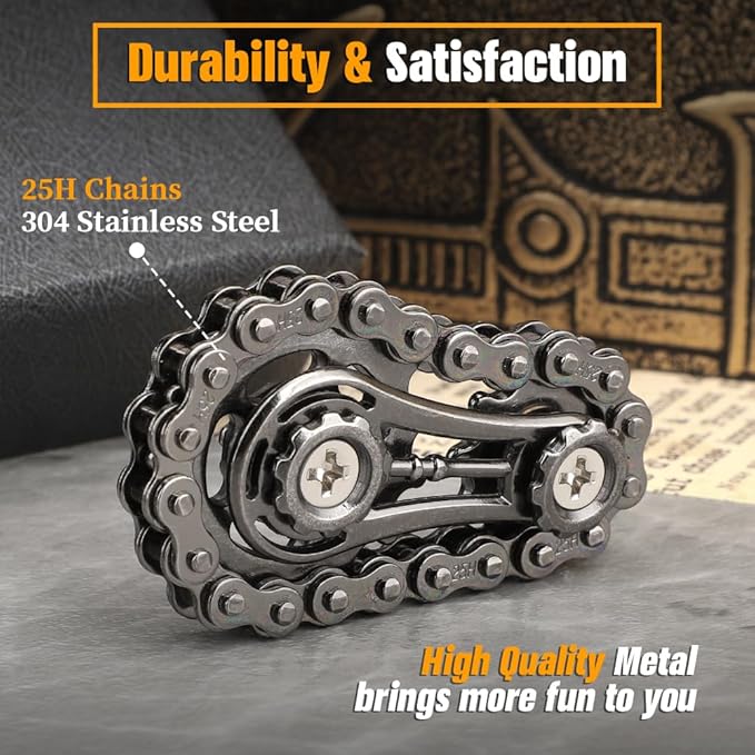 Cool Sprockets Fidget Chain, Hand Roller Toys for Kids Adults, Metal Transformable Sensory Bike Chain Gears, EDC Novelty Stress Relief Desk Office Easter Birthday Gift for Boys Girls Boyfriend Men