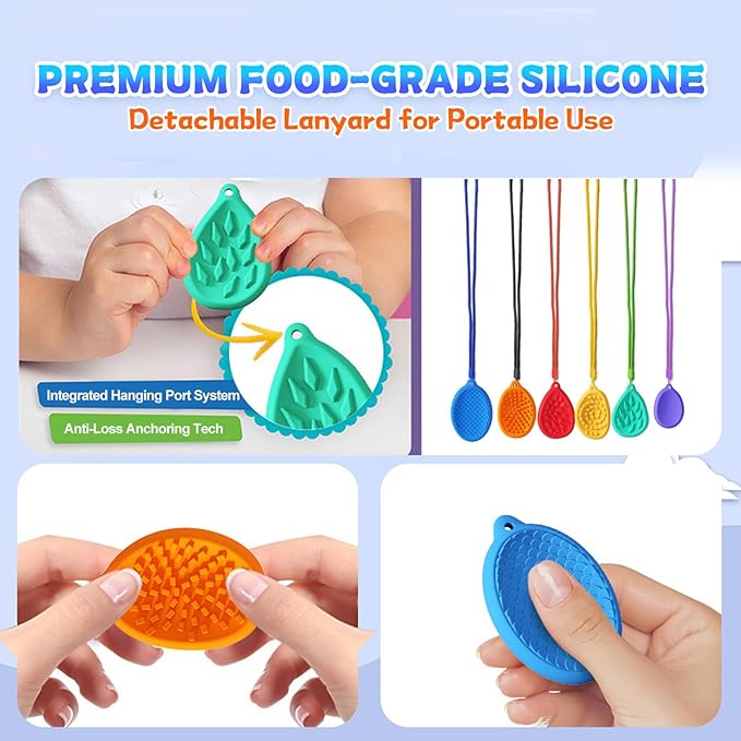 Fidget Toys Sensory Stone for Kids, 6-Piece Kids Stress Relief Toy Set - Silicone Textured Worry Stones, Ideal for Autism Calming and Anxiety Relief for Students, Birthday Return Gifts Treats