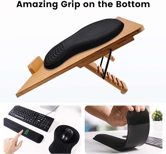 MEKASS Ergonomic Mouse Pad and Keyboard Wrist Rest Set, Super Soft Memory Foam Desk Wrist Support Cute for Computer Keyboard, Non-Slip Arm Rests Cushion for Typing Gaming Office Laptop (Pink Marble)