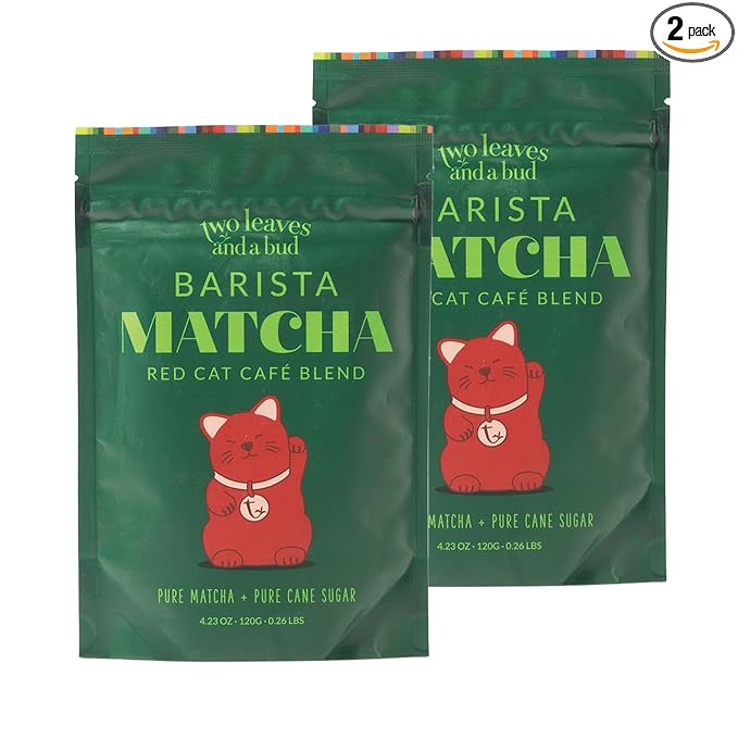 Two Leaves and a Bud Barista Matcha Sweetened Latte Blend, Japanese Matcha Green Tea Powder, 2 Resealable Bags, 240 grams