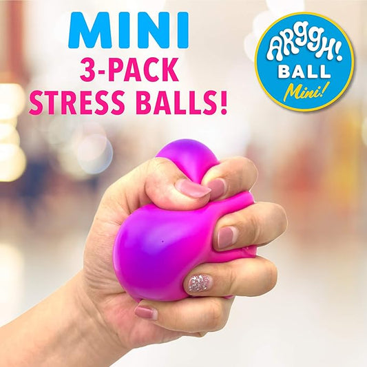 Power Your Fun Arggh Mini Stress Balls for Adults and Kids - 3pk Squishy Stress Balls, Color Changing Resistance Fidget Toys, Sensory Stress Relief Squeeze Toys Squishy Toy (Yellow, Pink, Blue)