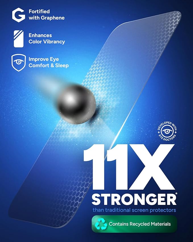 ZAGG XTR4 Screen Protector for iPhone 16 Plus - 11x Stronger Tempered Glass, Blue Light Filtration, Anti-Reflective Technology, Graphene Reinforced, InvisibleShield, Easy Dust-Free Installation